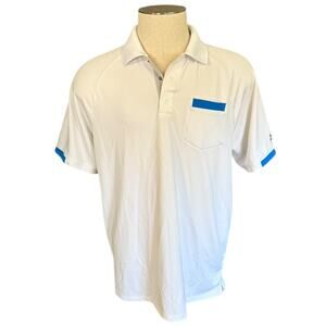 Under Armour Heatgear White Polo Loose Fit Shirt Size Large